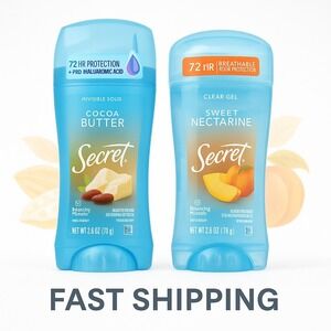 Secret Cocoa Butter & Sweet Nectarine Deodorant 2-Pack Invisible Solid + Gel